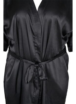 Morgenkåbe med blonder, Black, Packshot image number 2