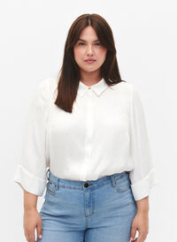 Skjorte i viskose med tone-i-tone mønster, Bright White, Model