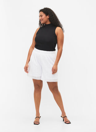 Shorts med strukturmønster, Bright White, Model image number 0