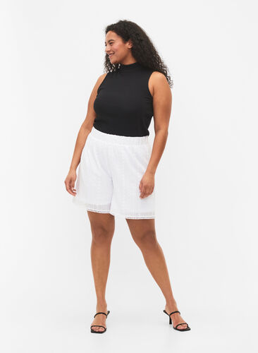 Shorts med strukturmønster, Bright White, Model image number 0