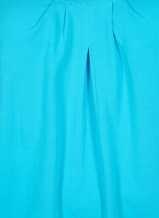 Bomuldstop med rund hals og blondekant, Blue Atoll, Packshot image number 2