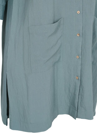 Lang viskoseskjorte med lommer og 3/4 ærmer, Balsam Green, Packshot image number 3