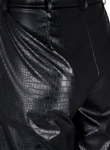 Imiterede læderbukser med vidde, Black, Packshot image number 3