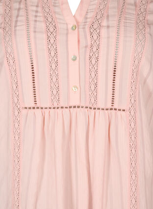 Stribet viskose kjole med blondebånd, Strawberry Cream, Packshot image number 2