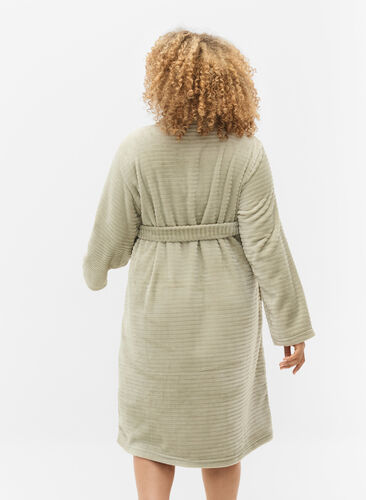 Morgenkåbe med lommer og lynlås, Seagrass , Model image number 1