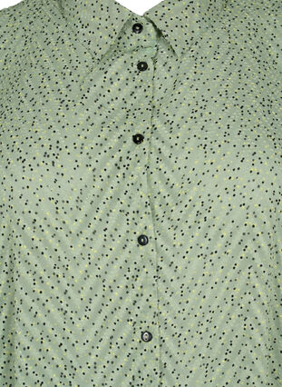 Prikket skjortekjole med 3/4 ærmer og slids, Seagrass Dot, Packshot image number 2