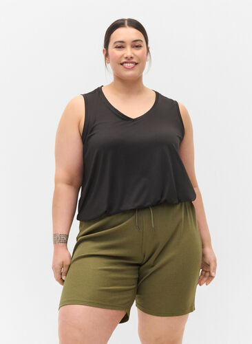 Løse shorts med ribstruktur, Ivy Green, Model image number 0