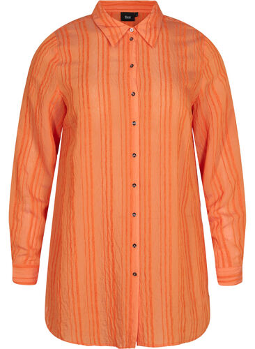 Lang stribet skjorte med lange ærmer, Harvest Pumpkin, Packshot image number 0