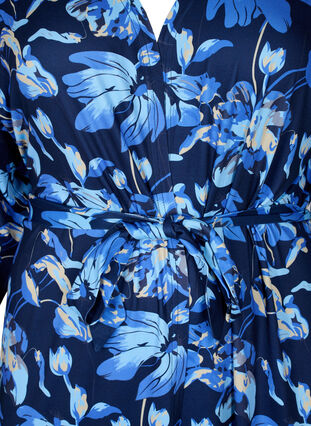 Blomstret graviditets kimono med 3/4 ærmer, Blue Flower Print, Packshot image number 2