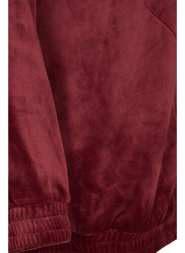 Velour cardigan med lynlås og hætte, Cabernet, Packshot image number 3