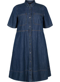 Denim skjortekjole med korte ærmer