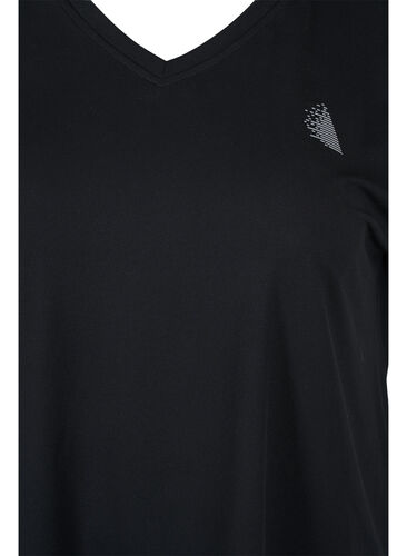 Kortærmet trænings t-shirt med v-hals, Black, Packshot image number 2
