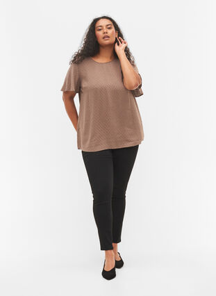Struktureret viskosebluse med flagermusærmer, Falcon, Model image number 2