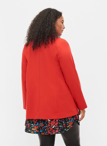 Enkel blazer med knaplukning, Flame Scarlet, Model image number 1