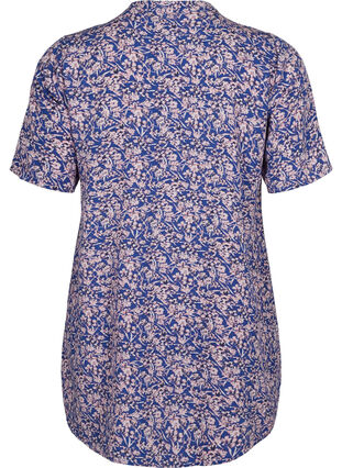 FLASH - Printet tunika med korte ærmer, Strong Blue Flower, Packshot image number 1
