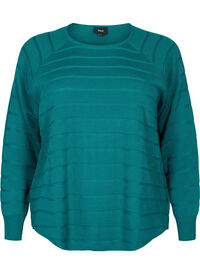 Strikbluse med tone-i-tone striber
