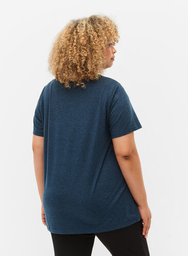 Meleret trænings t-shirt med rund hals, Night Sky Mel., Model image number 1