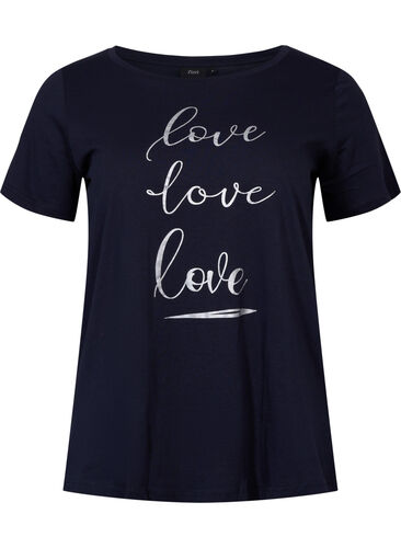 Kortærmet bomulds t-shirt med tryk, Night Sky Love Love, Packshot image number 0