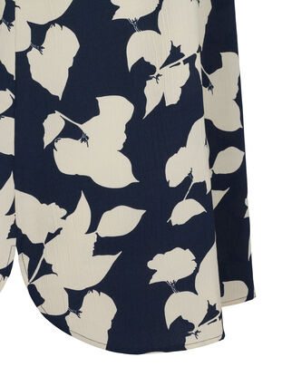 FLASH - Blomstret tunika med korte ærmer, Blue White Flower, Packshot image number 3