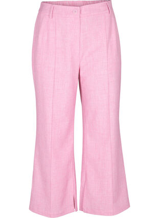 Melerede bukser med elastik og knaplukning, Rosebloom, Packshot image number 0