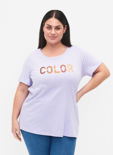 T-shirt i bomuld med print, Lavender COLOR, Model image number 0