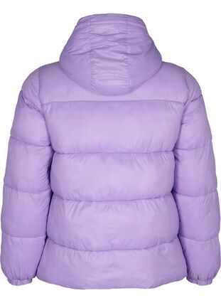 Kort pufferjakke med hætte, Lavender, Packshot image number 1