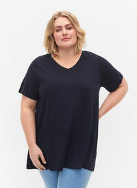 Kortærmet t-shirt med a-shape, Navy Blazer, Model