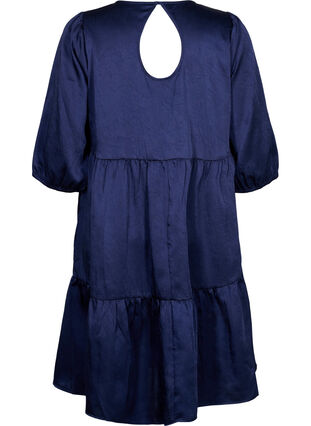 Kjole med rygdetalje og 3/4 ærmer, Maritime Blue, Packshot image number 1