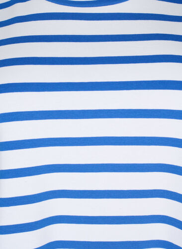 Stribet bomulds t-shirt, Blue Stripes, Packshot image number 2