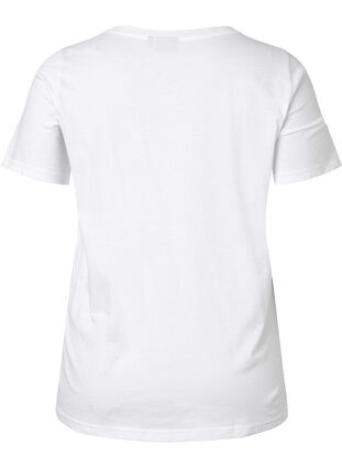 Bomulds t-shirt med rund hals og tryk, Bright White W. Love, Packshot image number 1