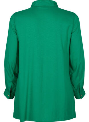 Langærmet viskose bluse med skjortekrave, Jolly Green, Packshot image number 1