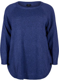 Meleret strikbluse med knappedetaljer