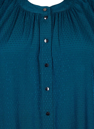 Kortærmet skjorte med prikket struktur, Deep Teal, Packshot image number 2