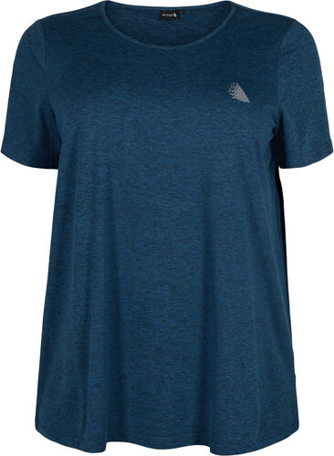 Meleret trænings t-shirt med rund hals, Night Sky Mel., Packshot image number 0