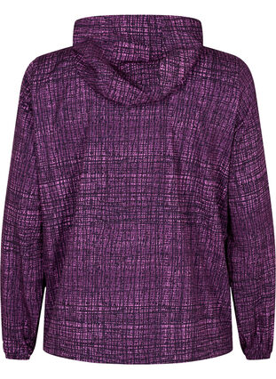 Sports anorak med lynlås og lommer, Square Purple Print, Packshot image number 1