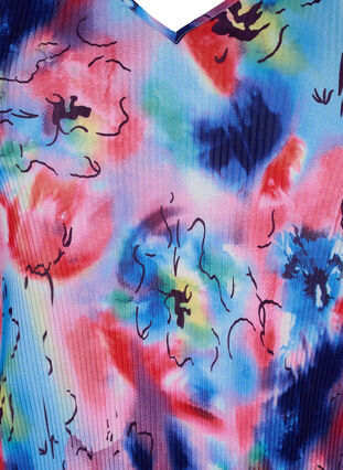 Plisseret bluse med 3/4 ærmer, Lavender Space AOP, Packshot image number 2