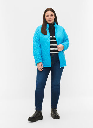 Quiltet jakke med lynlås og lommer , River Blue, Model image number 3