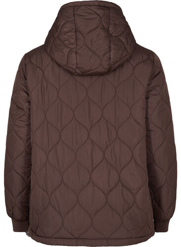 Quiltet termo anorak med hætte, Black Coffee, Packshot image number 1