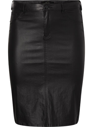 Coated nederdel med slids , Black, Packshot image number 0