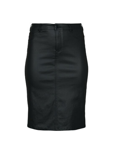 Coated nederdel med slids , Black, Packshot image number 0