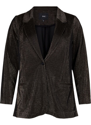 Blazer med glitter og knaplukning, Black w. Lurex, Packshot image number 0