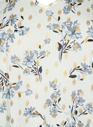 Bluse med print og lurex, White Flower/Gold, Packshot image number 2
