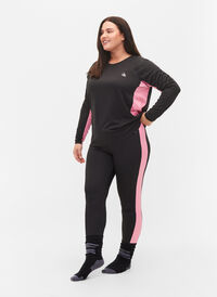 Skiunderbukser med kontraststribe, Black w. Sea Pink, Model