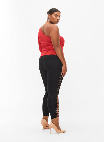 Leggings med snøre, Black, Model image number 1