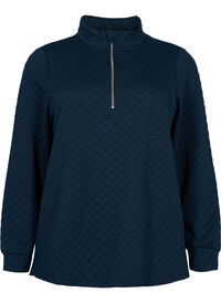 Quiltet sweatshirt med lynlås