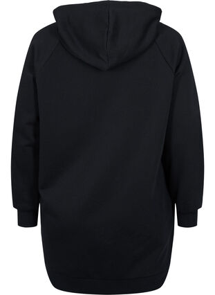 Lang sweatshirt med hætte og printdetaljer, Black w. Logo Print, Packshot image number 1