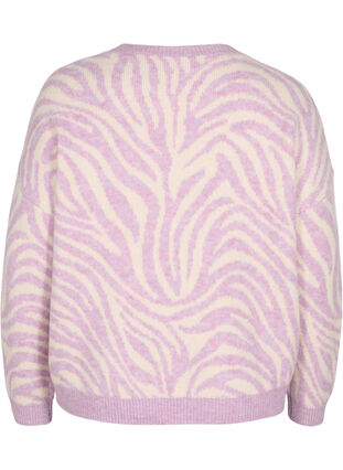 Strikket bluse med mønster, Lavender  Mel Comb., Packshot image number 1