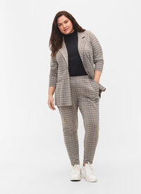 Cropped Maddison bukser med ternet mønster, Brown Check, Model