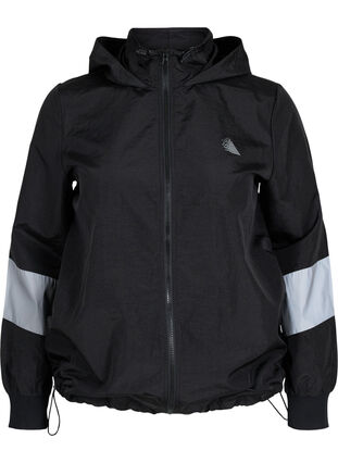 Sportsjakke med reflex og regulerbar bund, Black w. Reflex, Packshot image number 0