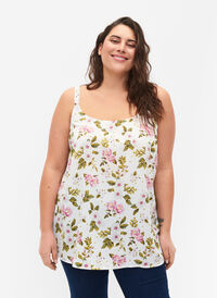 FLASH - Top med print, Off White Flower, Model